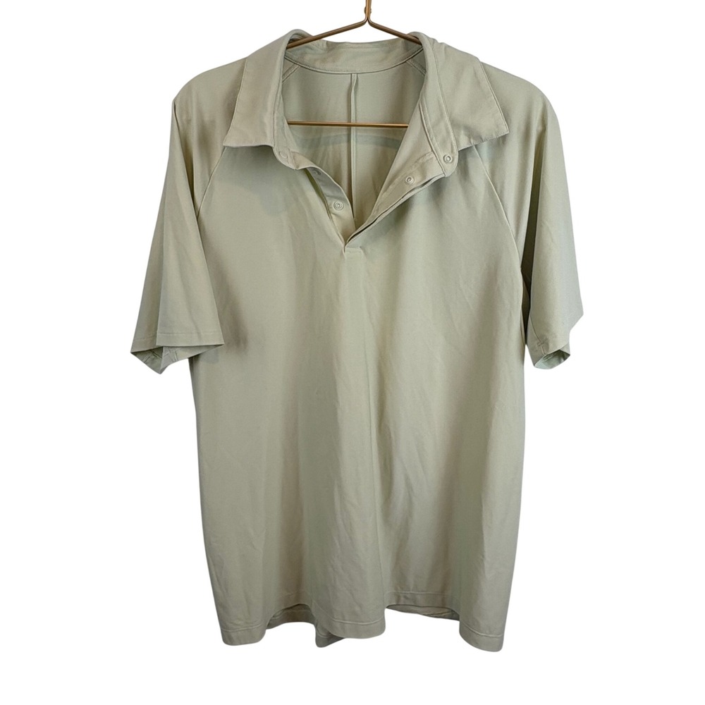 Lululemon Evolution Polo Shirt Mens Sage Green Short Sleeve Snap Golf Sz XL?